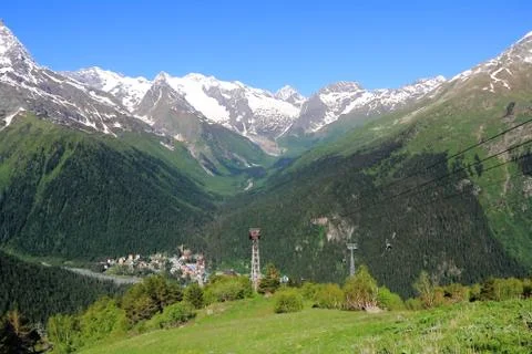 Funicular in caucasus mountains Foto stock