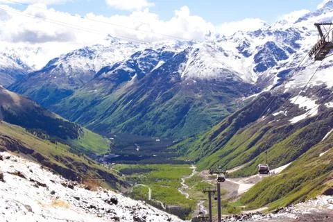 Funicular in caucasus mountains Stock Photos
