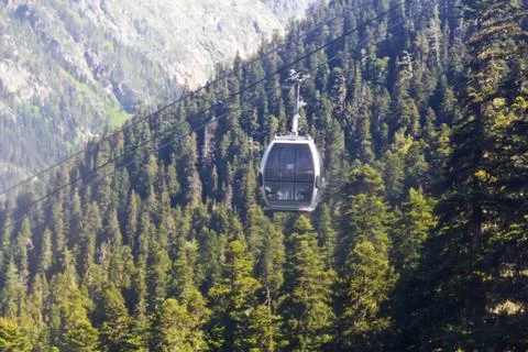 Funicular in caucasus mountains Stock Photos