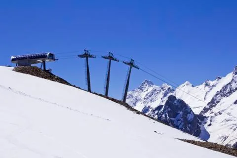 Funicular in caucasus mountains Stock Photos