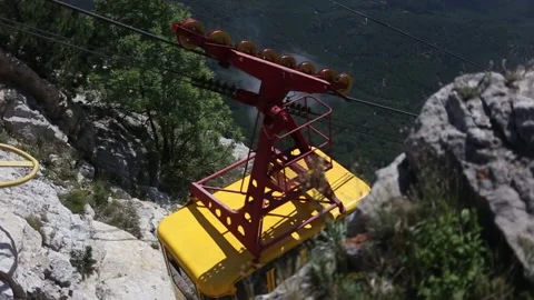 The funicular descends the mountain Stock Footage 162726081