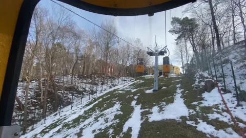 Funicular goes up the mountain Stock Footage 149667612