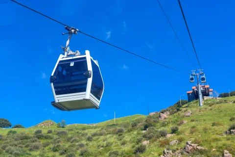 Funicular on green valley Stock Photos