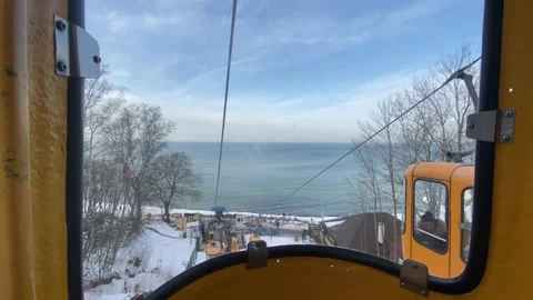The funicular up the hill with sea views Stock Footage 149666250