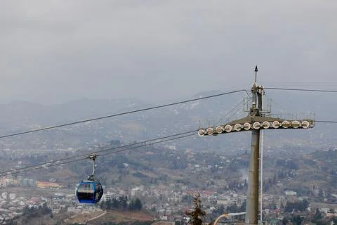 Funicular in the mountains. cable car Stock Photos