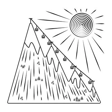 Funicular in mountains icon vector illustration Stock Illustration