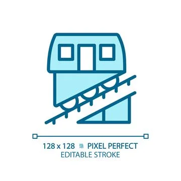 Funicular pixel perfect blue RGB color icon Stock Illustration
