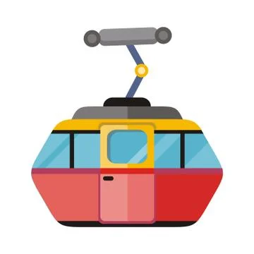 Funicular Railway Cable Car Isolated. Vector Illustrazione stock