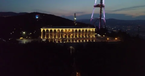 Funicular Restaurant Tbilisi From High Stock Footage 111956434