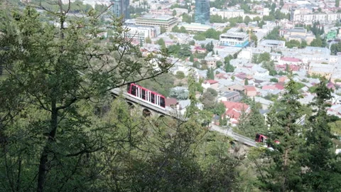 Funicular on slope Stock Footage 252439248