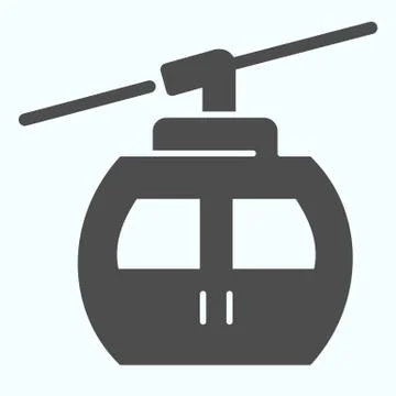 Funicular solid icon. Cable car vector illustration isolated on white. Ski cable Illustrazione stock