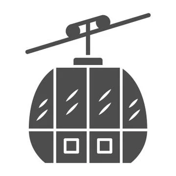 Funicular solid icon, World snow day concept, Ski cable lift sign on white Illustrazione stock