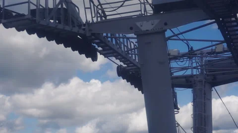 Funicular tower, against the background of the cloudy sky. Stock Footage 135342292