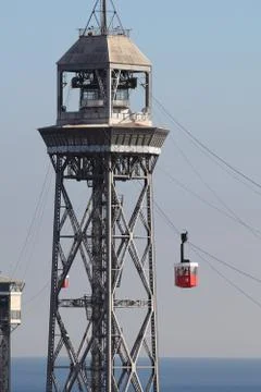 Funicular tower of Barcelona Stock Photos