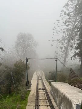Funicular Track on a Cloudy Day Stock Photos