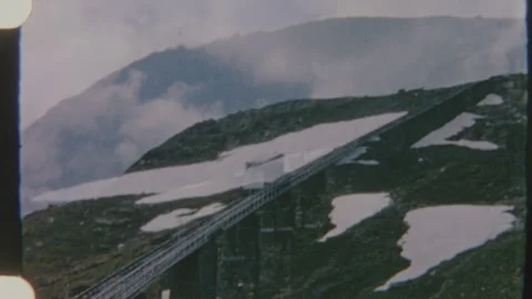 Funicular Train Climbing Up Mountain Terrain Stock Footage 318847908