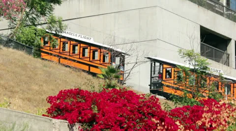 A funicular tram and cable car, transports people in Los Angeles Video stock 24326889