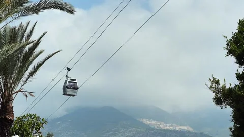 Funicular traverses from one point to another providing a serene and picturesque Stock Footage 276908648