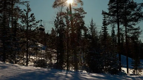 Funicular, trees in snow Stock Footage 301818957