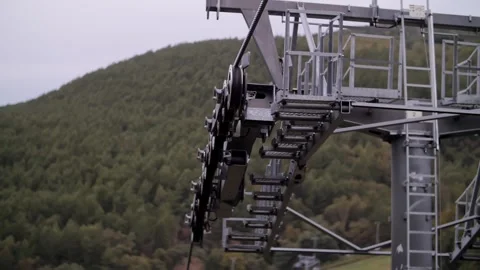 The funicular wheels are spinning. Cable car wheel mechanism. Stock Footage 315785401