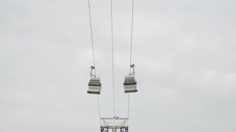 Funiculars travel along cable car Stock Footage 292306516