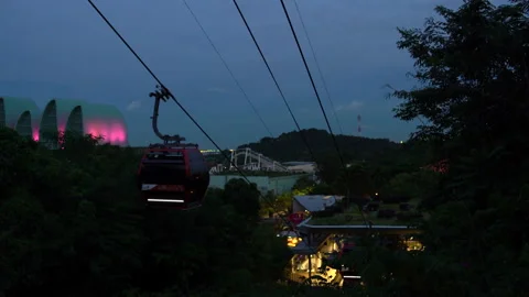 Funikuljar in the Park in the evening Stock Footage 91875368
