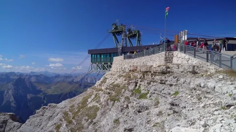 Funivia Cable car Sass Pordoi Dolomiti Dolomites Italian Alps Video stock 242937152