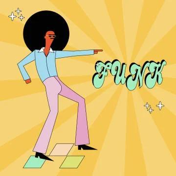 Funk and disco party dancer  in cool cartoon style. Stock Illustration