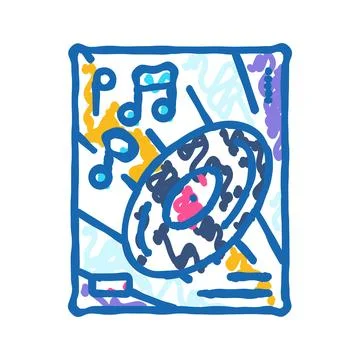 Funk disco party icon doodle illustration Stock Illustration