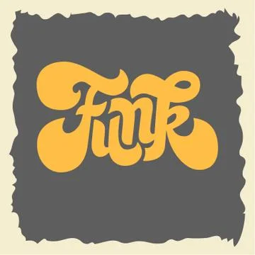 Funk Label Sign Custom Type Design Seventies Lettering. Vector G 库存插图