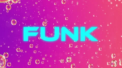 FUNK text over animation of bubbles on pink and purple background Stock Footage 306339936
