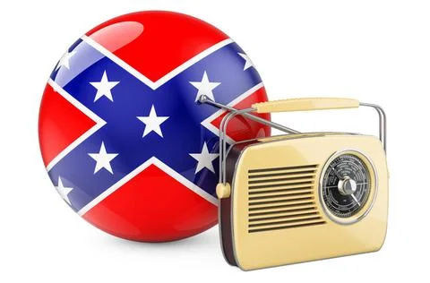 Funkempfänger mit Flagge der Konföderierten Staaten von Amerika, 3D-Render. Foto stock