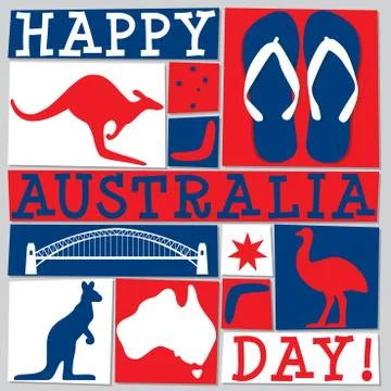 Funky Australia Day card in vector format. Stock Illustration