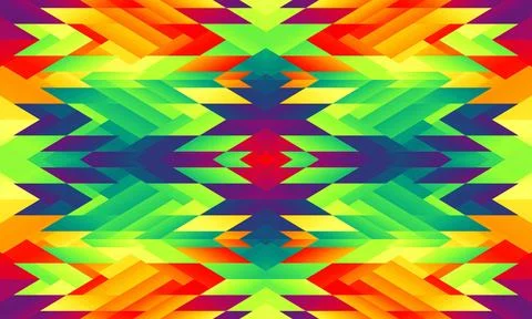 Funky Aztec diamonds bold pink yellow Raster Pattern. Colorful tribal geometrics イラスト素材