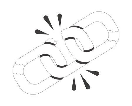 Funky broken chain link flash message fail line illustration Stock Illustration