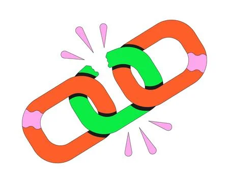 Funky broken chain link flash message error illustration Stock Illustration