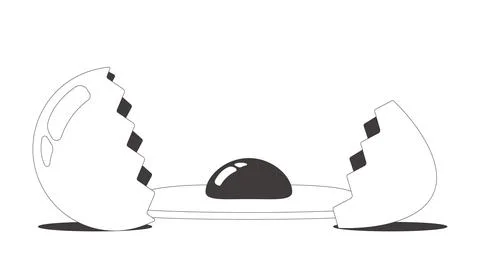 Funky broken egg flash message fail line illustration Stock Illustration