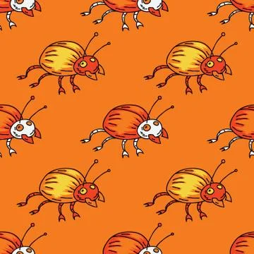 Funky bug seamless pattern Stock Illustration