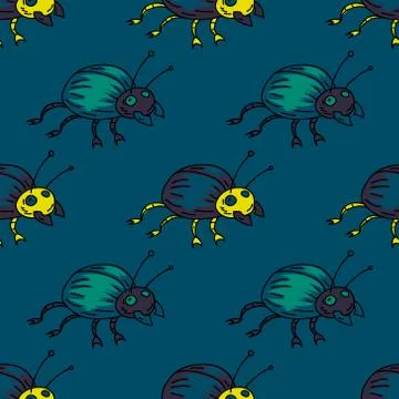 Funky bug seamless pattern Illustrazione stock