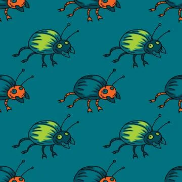 Funky bug seamless pattern Illustrazione stock