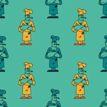 Funky chef seamless pattern Illustrazione stock