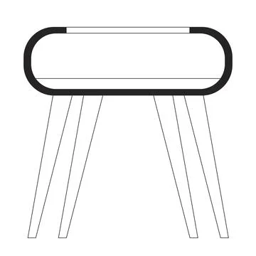 Funky coffee table black and white 2D line cartoon object Stock Illustration