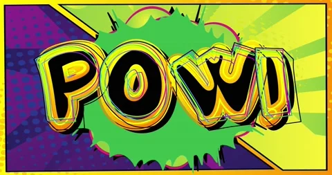 Funky Colored Pow Comic Book Word Stock Footage 167815220