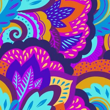 Funky colorful seamless psychedelic texture for decoration and design. Stock Illustration