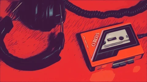 Funky cool walkman. Stock Footage 116440931