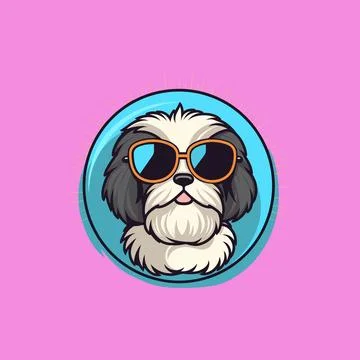 Funky dog wearing sunglasses on pink Stock Illustration