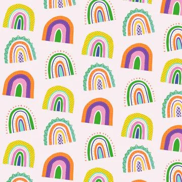 Funky doodle pattern rainbow background vector Stock Illustration