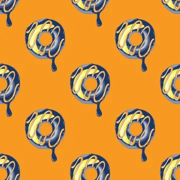Funky doughnut seamless pattern Illustrazione stock