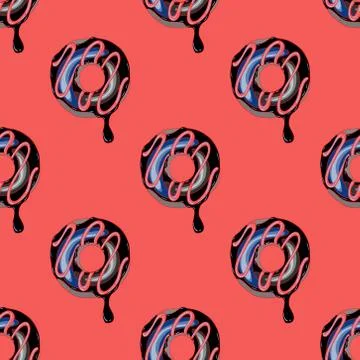 Funky doughnut seamless pattern Stock Illustration