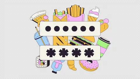 Funky fast food secure login and password onboarding ui animation Stock Footage 337308397